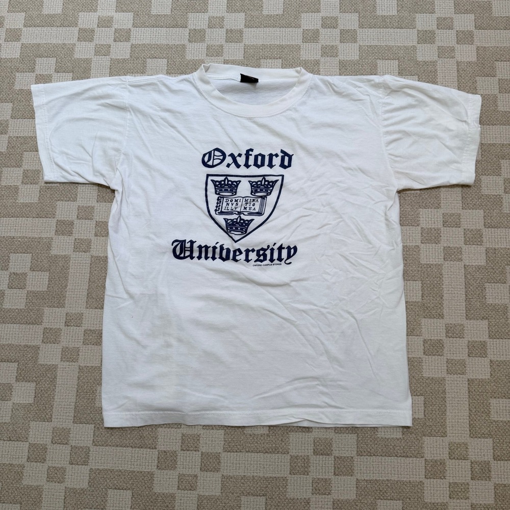 Oxford University Graphic T-Shirt Sports Club White Cotton Crest Mens Small